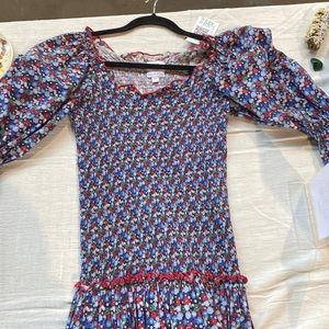 Smocked cotton floral dress